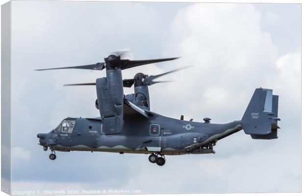 Bell Boeing CV-22B Osprey in the hover seen at the Canvas Print by Clive Wells