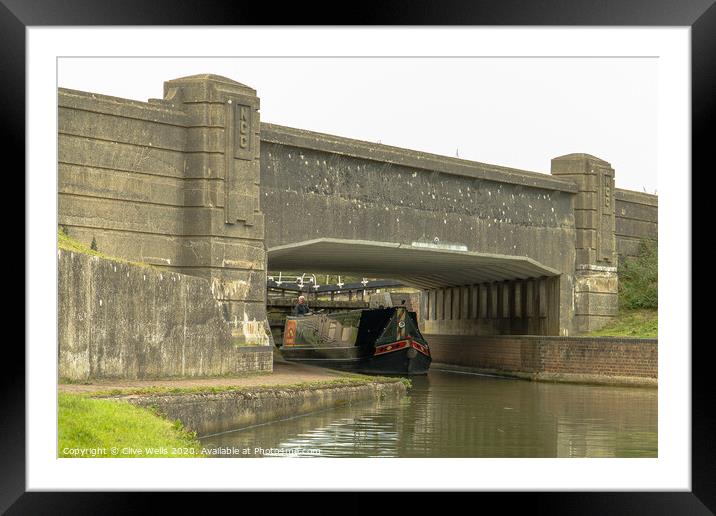 Canal boat under the bridge Framed Mounted Print by Clive Wells