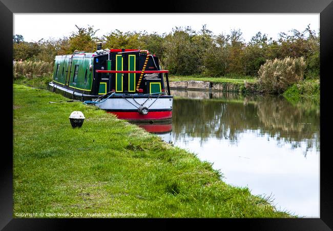 Colourful narrow boat on the Grand Union Canal Framed Print by Clive Wells