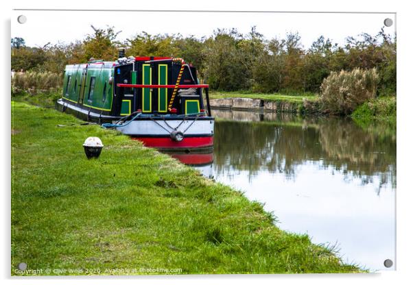 Colourful narrow boat on the Grand Union Canal Acrylic by Clive Wells