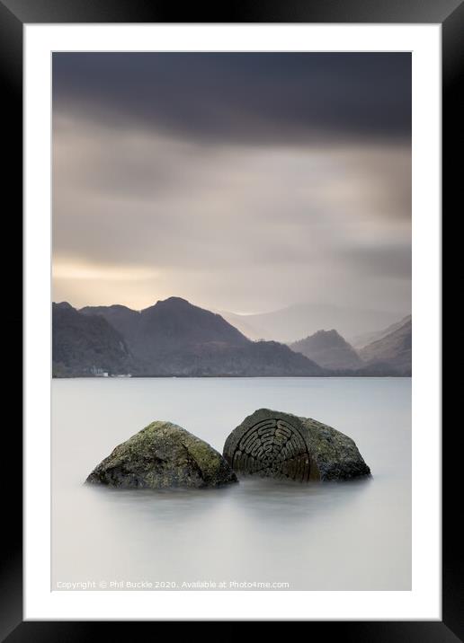 Centenary Stones Derwent Water Framed Mounted Print by Phil Buckle