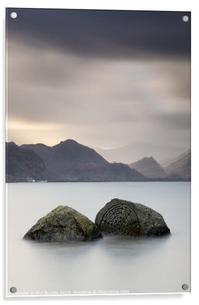 Centenary Stones Derwent Water Acrylic by Phil Buckle