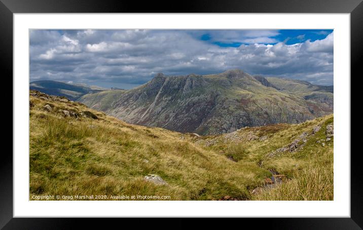 The Langdale Pikes Lake District Framed Mounted Print by Greg Marshall