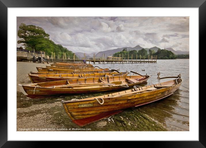 Boats On The Shore At Derwentwater Framed Mounted Print by Ian Lewis