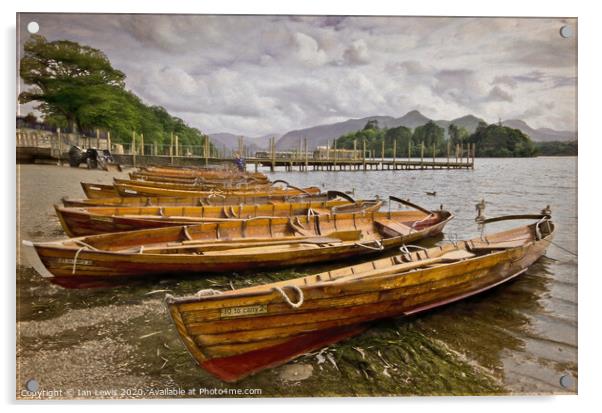 Boats On The Shore At Derwentwater Acrylic by Ian Lewis