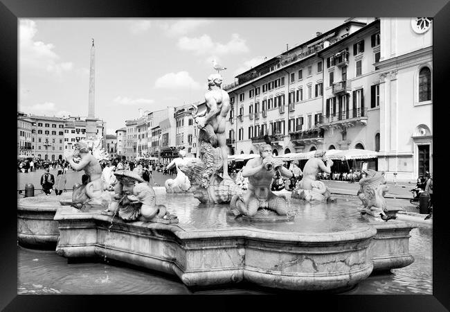 Italy, Rome Piazza Navona, the fountain  Framed Print by M. J. Photography