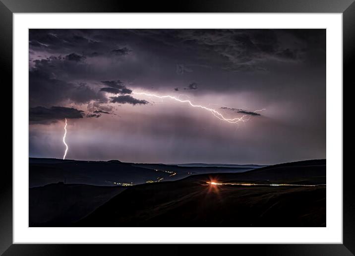 Lightning Strike on the mountain Framed Mounted Print by Emma Woodhouse
