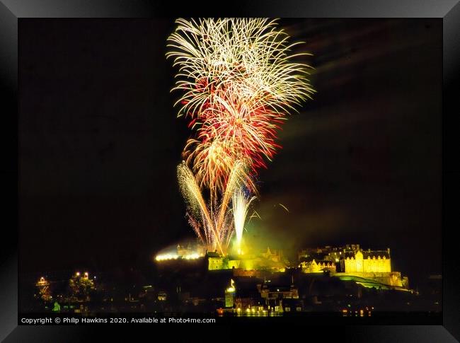 Edinburgh Castle fireworks Framed Print by Philip Hawkins