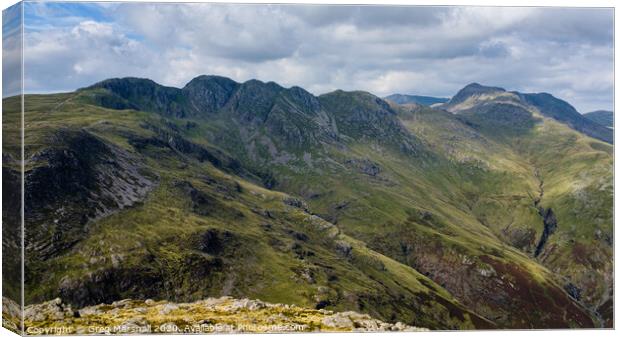 Crinkle Crags and Bowfell, Lake District Canvas Print by Greg Marshall