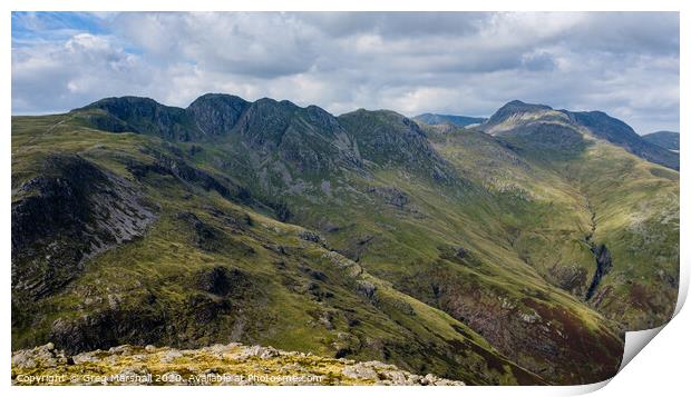 Crinkle Crags and Bowfell, Lake District Print by Greg Marshall