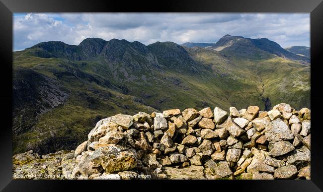 Crinkle Crags and Bow Fell, Lake District Framed Print by Greg Marshall