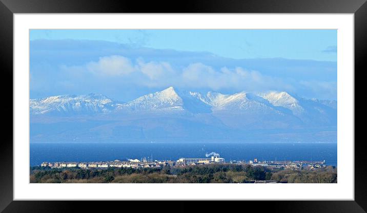 Snow capped Arran and Troon Framed Mounted Print by Allan Durward Photography