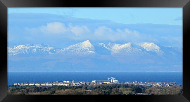 Snow capped Arran and Troon Framed Print by Allan Durward Photography