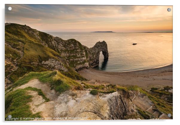 Beautiful sunset landscape image of Durdle Door  Acrylic by Matthew Gibson