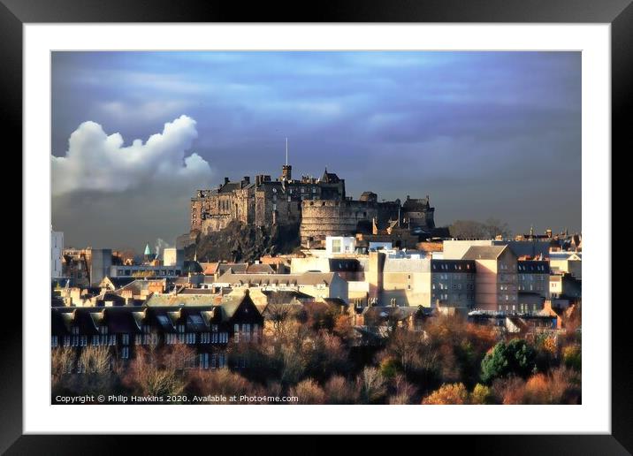 Edinburgh Castle frosty morning Framed Mounted Print by Philip Hawkins