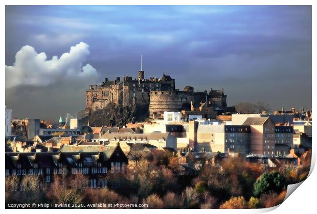 Edinburgh Castle frosty morning Print by Philip Hawkins