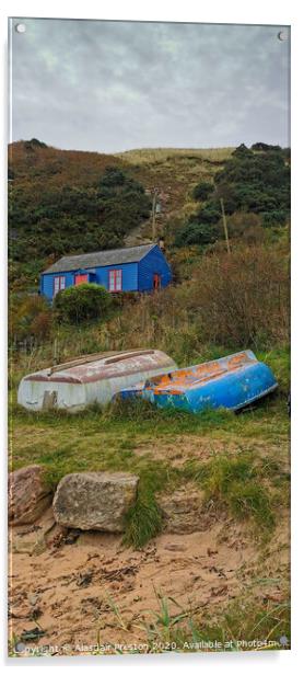 The Blue Hut By The Sea Acrylic by Alasdair Preston