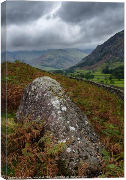 Langdale Valley Lake District in the rain Canvas Print by Greg Marshall