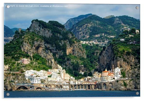 Atrani on Italy's Amalfi Coast. Acrylic by David Birchall