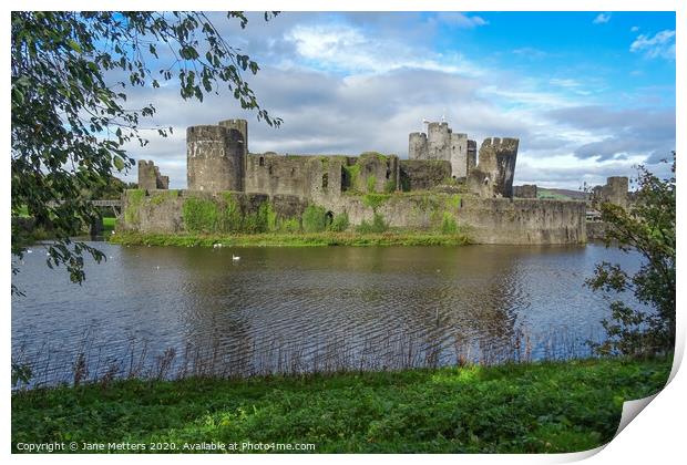 Caerphilly  Castle Print by Jane Metters