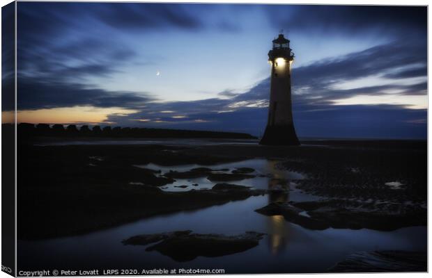 Fort Perch Rock Lighthouse, New Brighton at Dusk Canvas Print by Peter Lovatt  LRPS