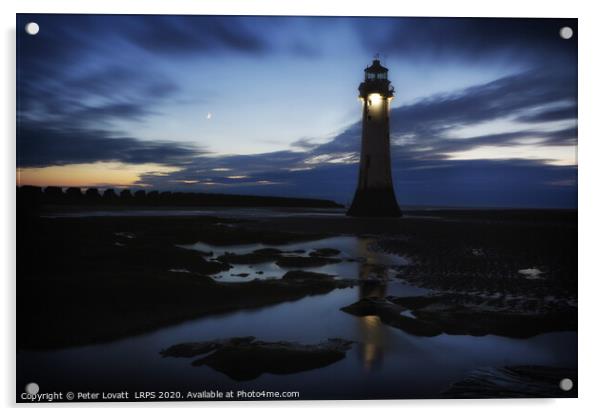 Fort Perch Rock Lighthouse, New Brighton at Dusk Acrylic by Peter Lovatt  LRPS