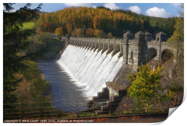 Lake Vyrnwy Dam in Autumn Print by Peter Lovatt  LRPS