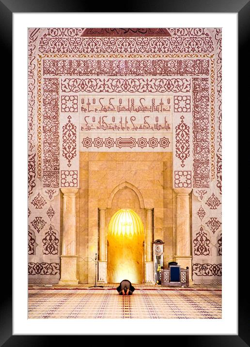 Intimate and abstract prayer alone inside the putrajaya mosque at Putra Jaya city, Kuala Lumpur, Malaysia Framed Mounted Print by Ankor Light