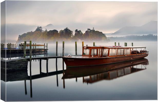 Autumnal Mist at Derwentwater in the English Lake  Canvas Print by Martin Lawrence
