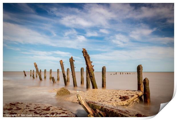 Groynes on the shore Print by kevin cook