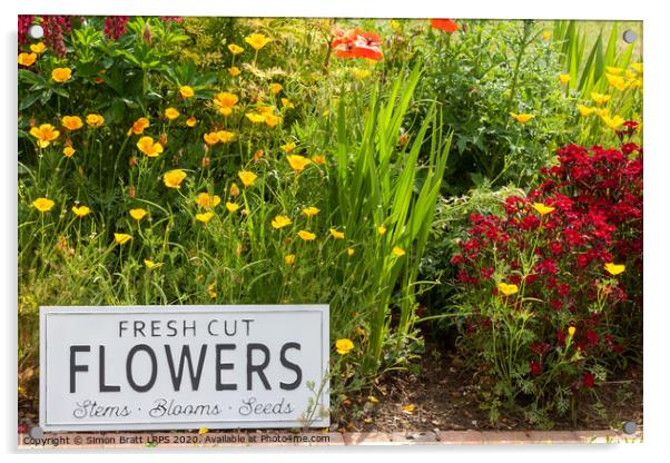 Garden flowers with fresh cut flower sign 0751 Acrylic by Simon Bratt LRPS