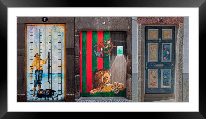 Funchals Painted Doors Framed Mounted Print by Roger Green