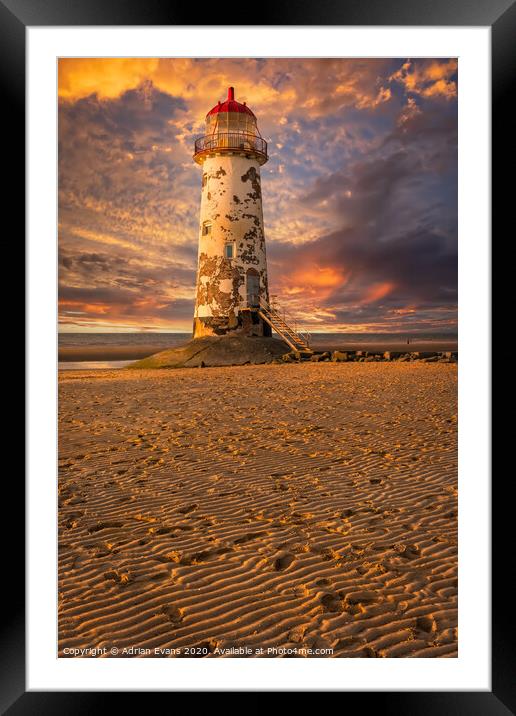Talacre Lighthouse Sunset Wales Framed Mounted Print by Adrian Evans