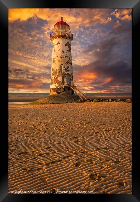 Talacre Lighthouse Sunset Wales Framed Print by Adrian Evans