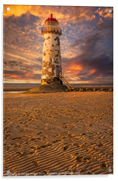 Talacre Lighthouse Sunset Wales Acrylic by Adrian Evans