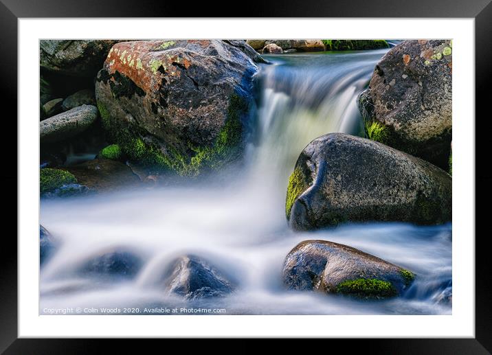 Waterfall and wet rocks Framed Mounted Print by Colin Woods