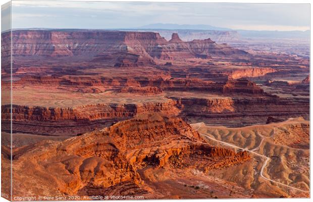 View from Deadhorse Point State Park in Utah at Sunset, USA Canvas Print by Pere Sanz