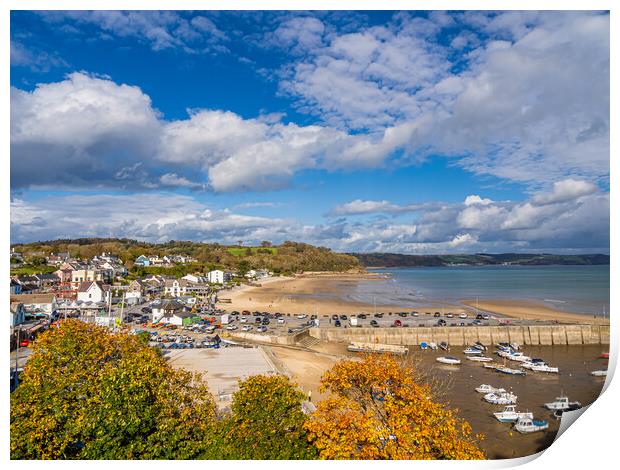 Saundersfoot in the Autumn. Print by Colin Allen