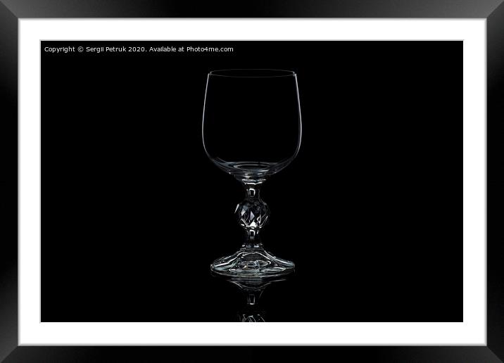 glass wine glass isolated on a black background Framed Mounted Print by Sergii Petruk