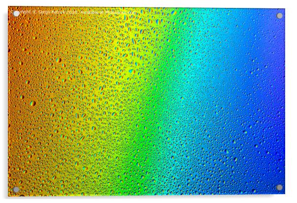 Drops of water on a rainbow background. Acrylic by Sergii Petruk