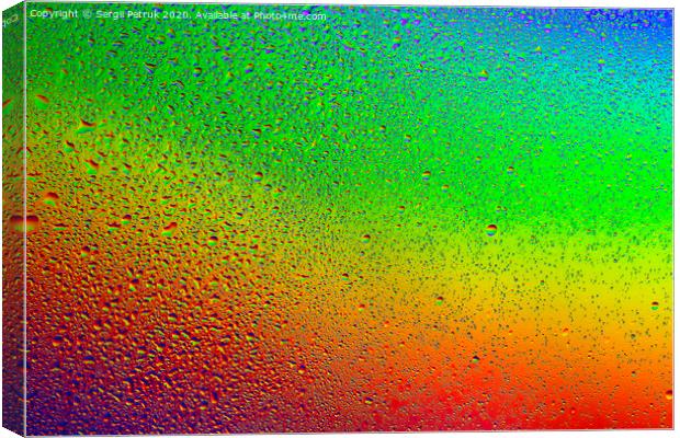 Drops of water on a rainbow background. Canvas Print by Sergii Petruk
