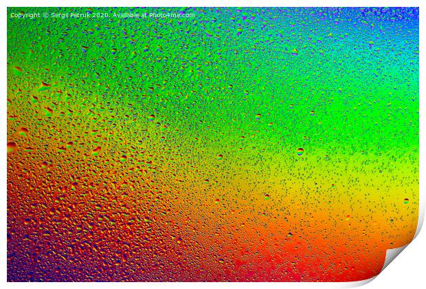 Drops of water on a rainbow background. Print by Sergii Petruk