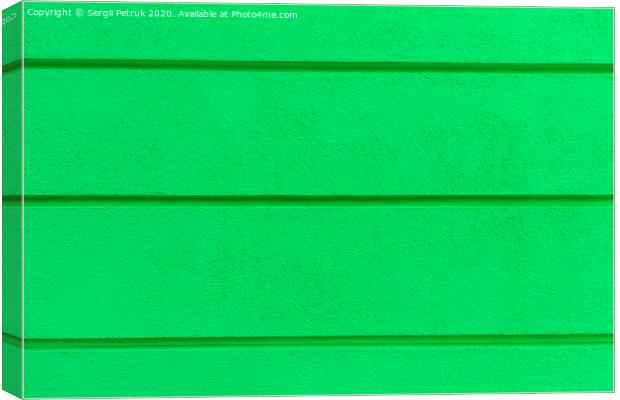Concrete wall texture bright green plaster with horizontal dividing grooves on the wall. Canvas Print by Sergii Petruk