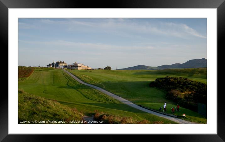 18th Hole at Nefyn Golf Course, Llyn Peninsula Framed Mounted Print by Liam Neon