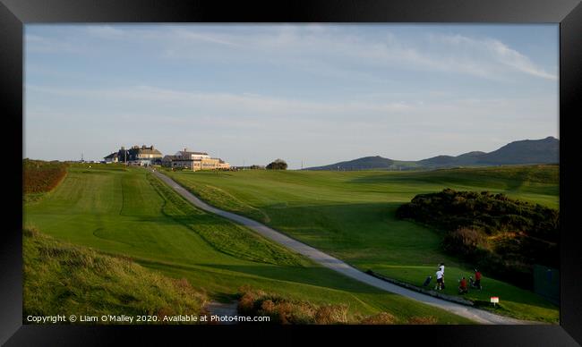 18th Hole at Nefyn Golf Course, Llyn Peninsula Framed Print by Liam Neon