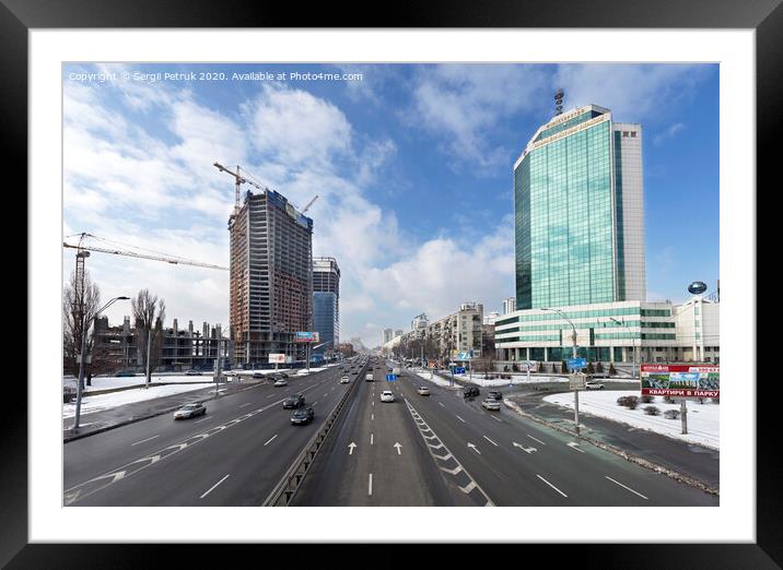 View overcity traffic on Peremogi Prospect in Kyiv Framed Mounted Print by Sergii Petruk