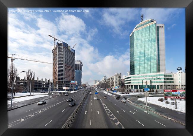 View overcity traffic on Peremogi Prospect in Kyiv Framed Print by Sergii Petruk