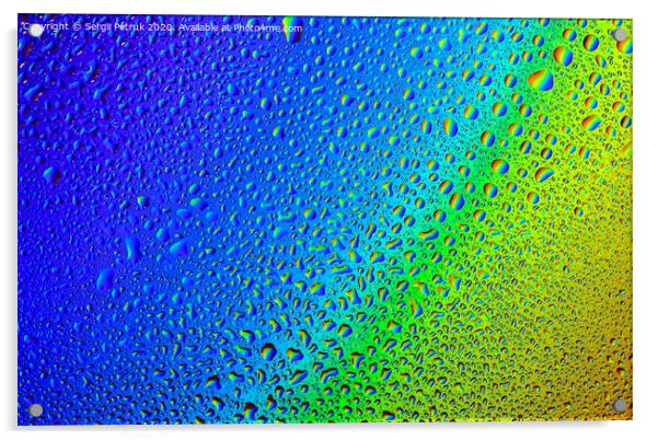Drops of water on a rainbow background. Acrylic by Sergii Petruk
