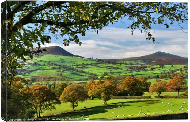 Sugar Loaf and Skirrid Mountains Autumn Shades. Canvas Print by Philip Veale