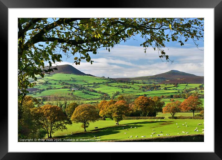 Sugar Loaf and Skirrid Mountains Autumn Shades. Framed Mounted Print by Philip Veale